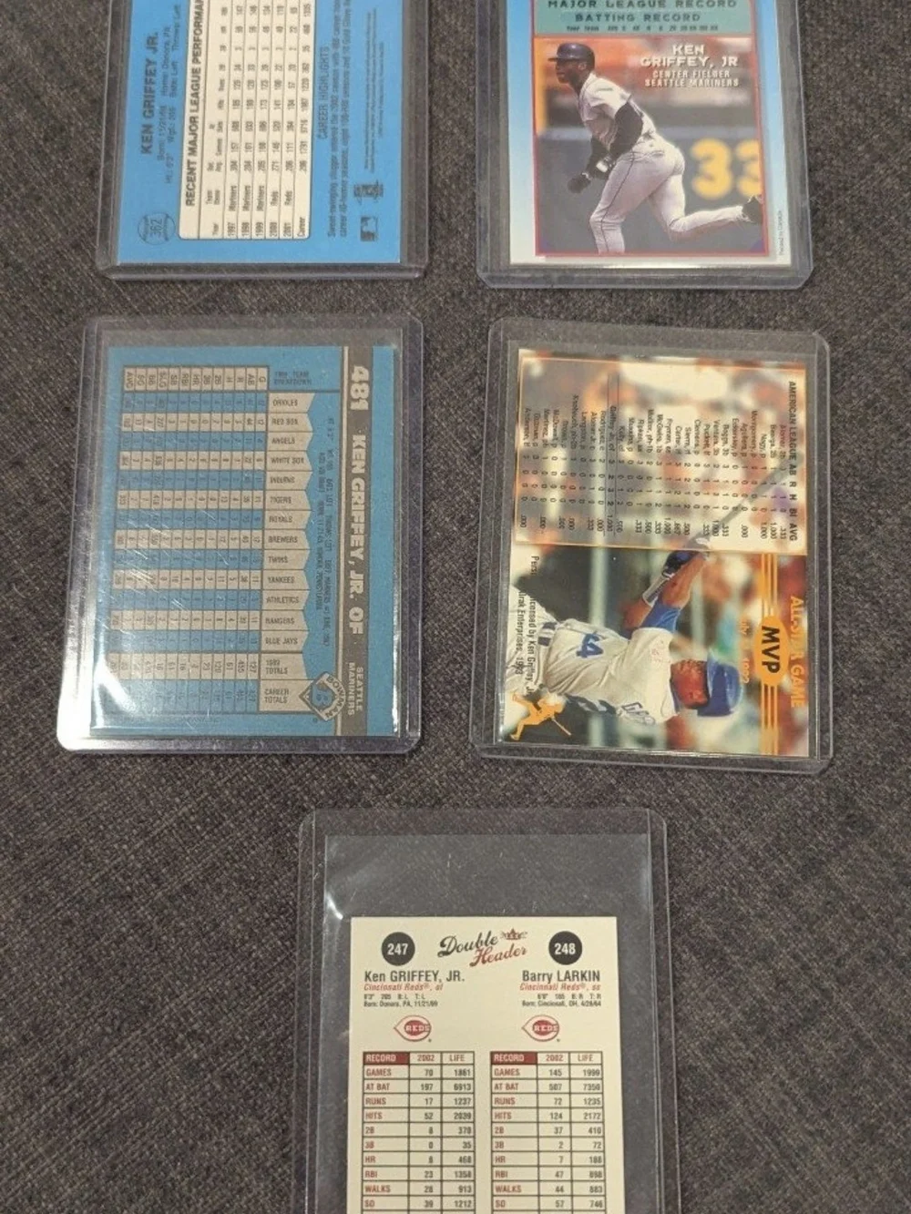 Ken Griffey Jr 5-Card Lot 1990 Bowman #481 Alrak MVP Kraft Donruss Fleer